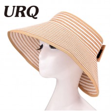 Mujer&apos;s Spring Summer Hat Foldable Wide Brim Sun Hat Striped Straw Beach Hat New  eb-54158707